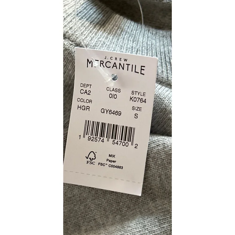 New! J.CREW Crewneck Ruffled Sleeves Gray Size Small
